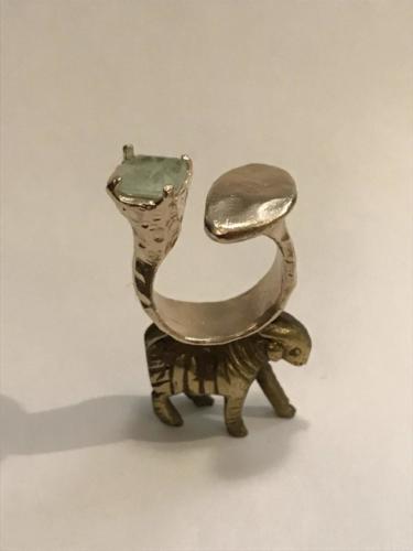 anello in argento 925 dorato con pietra